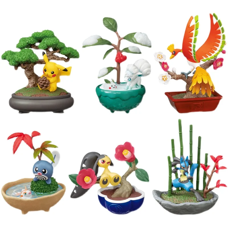 

Pokemon Potted Plants Series CANDY TOY Pikachu Ice Vulpix Ho-Oh Poliwag Mawile Lucario Creative Action Figure Ornaments Toys