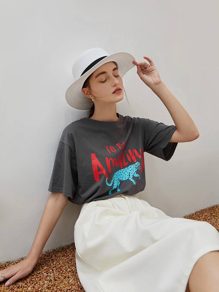 Женская Офисная футболка FSLE из 100% хлопка милая крутая зеленая и серая женский