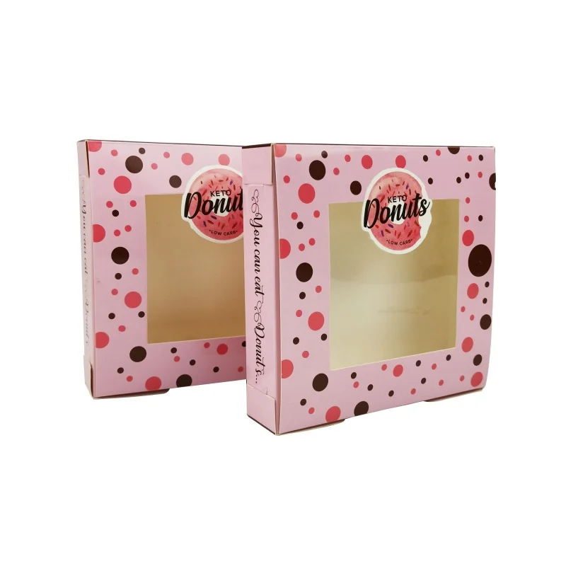 

Wholesale Art Paper Custom Shipping Box Donut Box With PVC Window