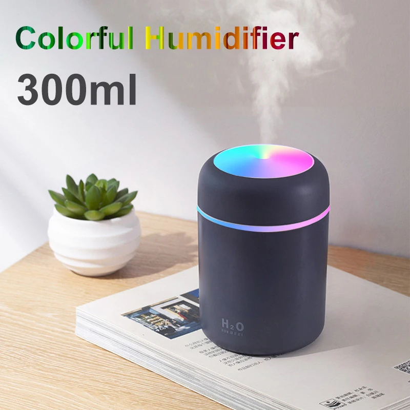 

Portable Usb Air Humidifier 300ml Essential Oil Aroma Diffuser Electric Cool Mist Sprayer with Colorful Night Light for Home Car