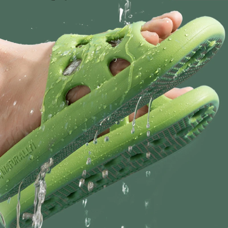 Summer Soft Sole Mute Slippers Bathroom Shower Non-slip Anti-odor Drain Shoes Multicolor Option Women Men Couple Home Slippers