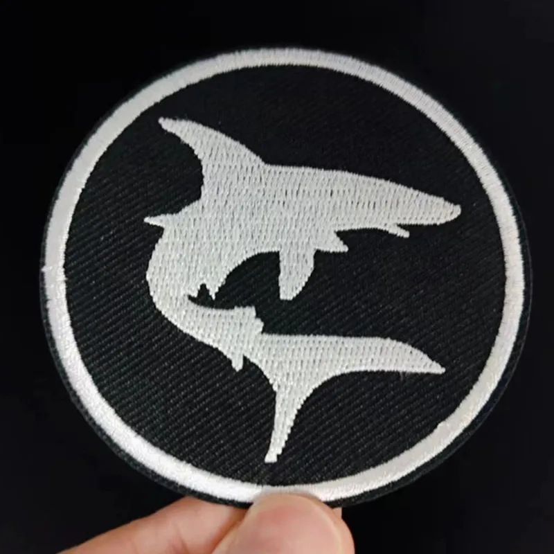 

Embroidery Cool Animal Patch Shark Iron on Patch for clothing accessories Black Style Pattern Logo Strange things Diy Gifts