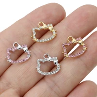 10pcs gold plated crystal cat charm pendant for jewelry making earrings bracelet necklace accessories diy craft findings