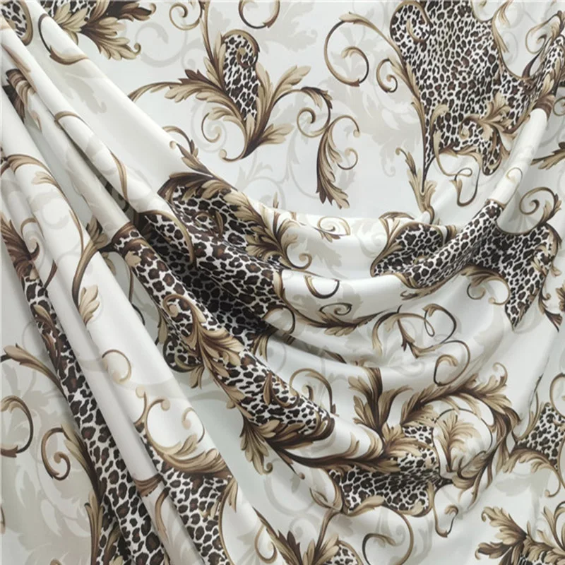 Хорошо тянущиеся водостойкие молочные шелковые вязаные кофейные леопардовые/розовые цветочные принты тканевые Швейные DIY танцевальная одежда/платье