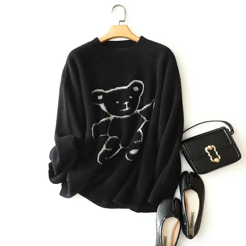 Masigoch зимний шикарный трикотаж с медведем 7gg двойной толстый роскошный вязаный