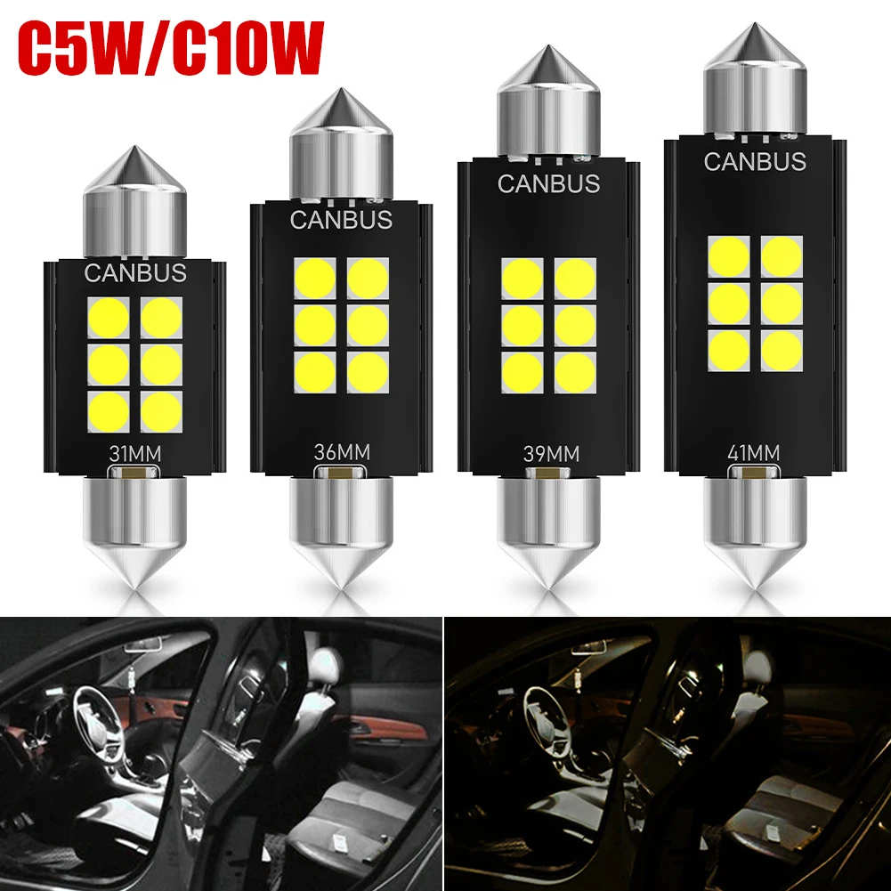 

2PCS C10W LED CANBUS C10W 12V 3030 SMD Error Free Festoon 31mm 36mm 39mm 41mm For Car Interior Light Reading License Plate Lamp