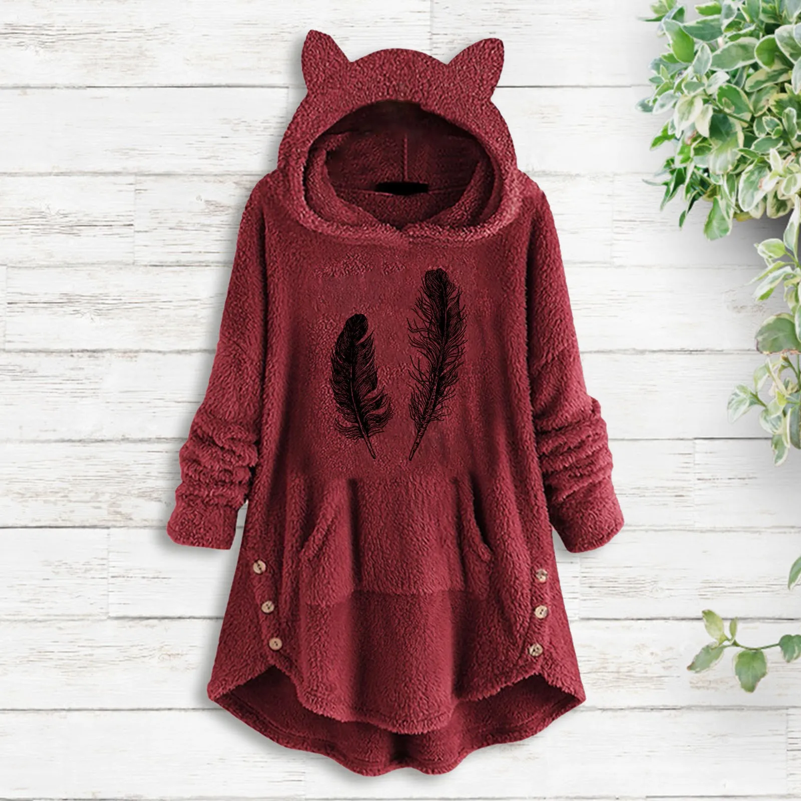 Рисунок 3 - Женская Длинная толстовка с принтом перьев