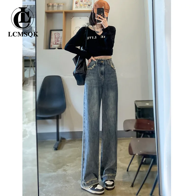 Y2k Denim Straight Leg Jeans Women 2022 Vintage Clothes New Jeans Woman High Waist Female Clothing Women's Pants Streetwear