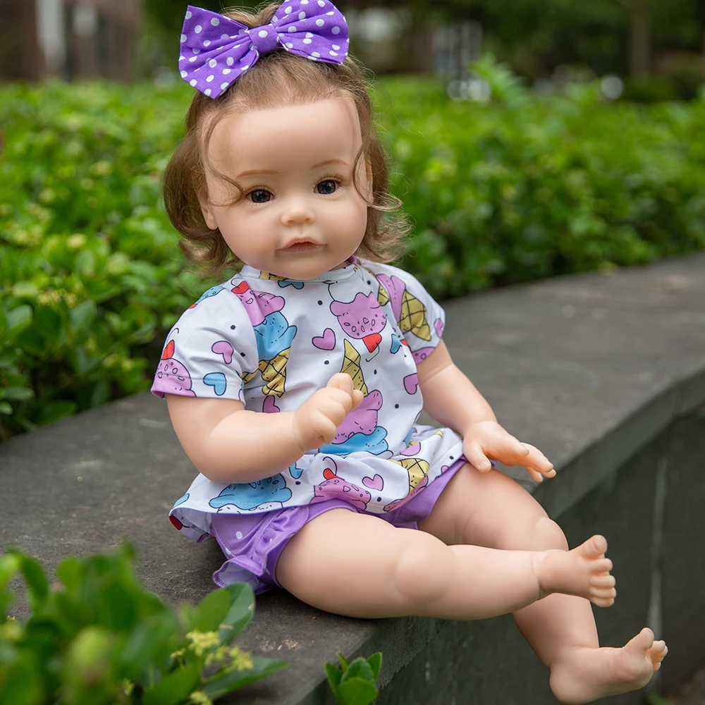 

Кукла реборн 24 дюйма с завитками, модная Реалистичная мягкая на ощупь Кукла-младенец, подарок