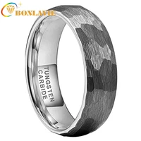 bonlavie 4mm 6mm 8mm tungsten carbide ring men and women hammer silver ring wedding jewelry gift