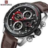 naviforce military leather business men watches luxury sport chronograph alarm %e2%80%8bwatch for male waterproof quartz wristwatch