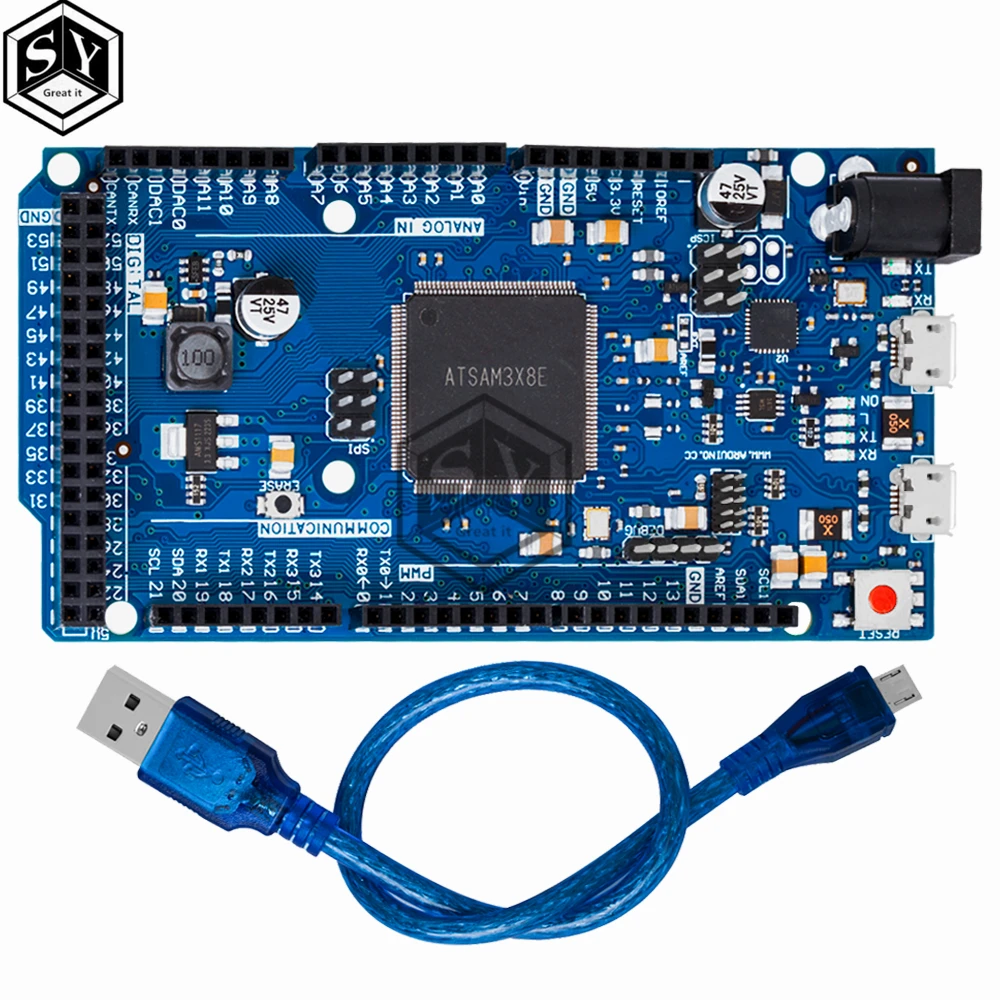 Официальная совместимая плата DUE R3 SAM3X8E 32-битная ARM Cortex-M3/ Mega2560 Duemilanove 2013 для Arduino Due