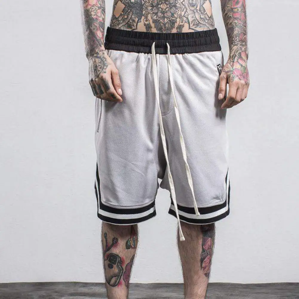 

Middle Waist Hip Hop Men Fitness Short Breathable Drawstring Basketball Short Pants Summer Casual Loose Sports Shorts for Gym