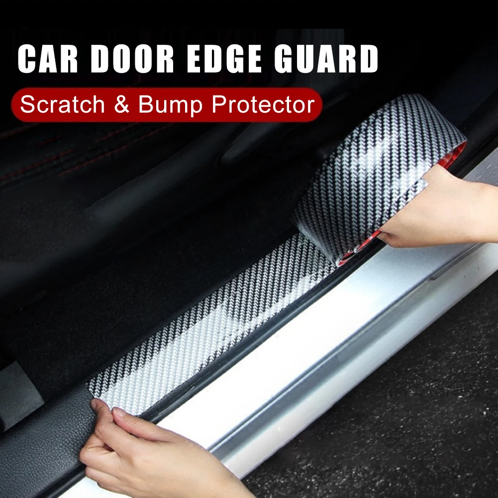 

2.5M Carbon Fiber Protector Strip Sticker gold trim 3D Auto Bumper Door Sill Protection Anti-stepping Car Decoration Tape