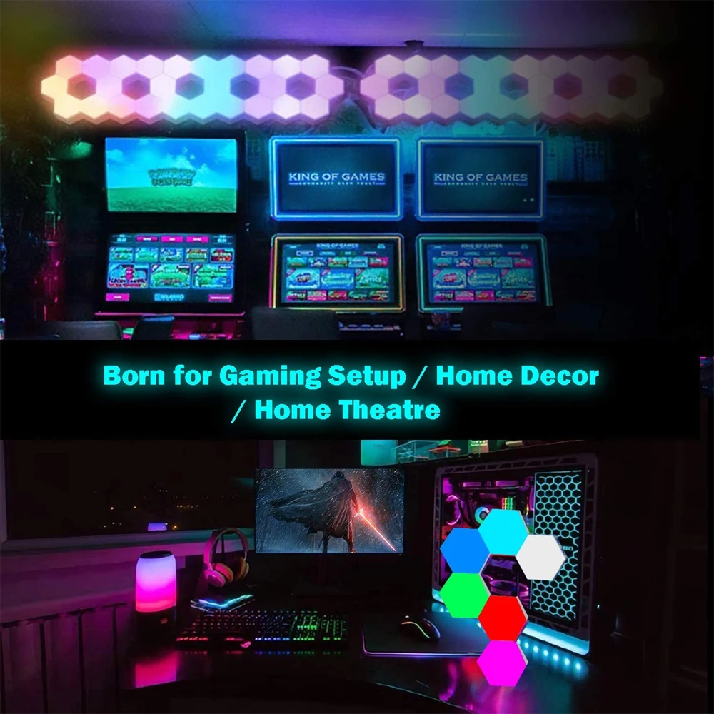 rgb bluetooth led hexagon light indoor wall light app remote control night light computer game room bedroom bedside decoration free global shipping