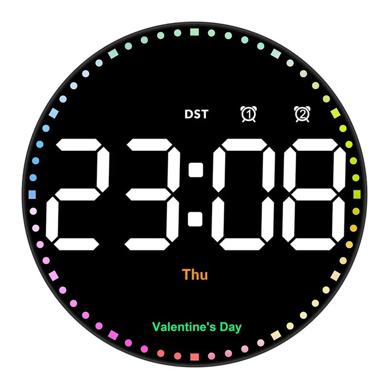 

Digital Wall Clock With Colorful Light Time Alarm Clock For Living Room Office Gym