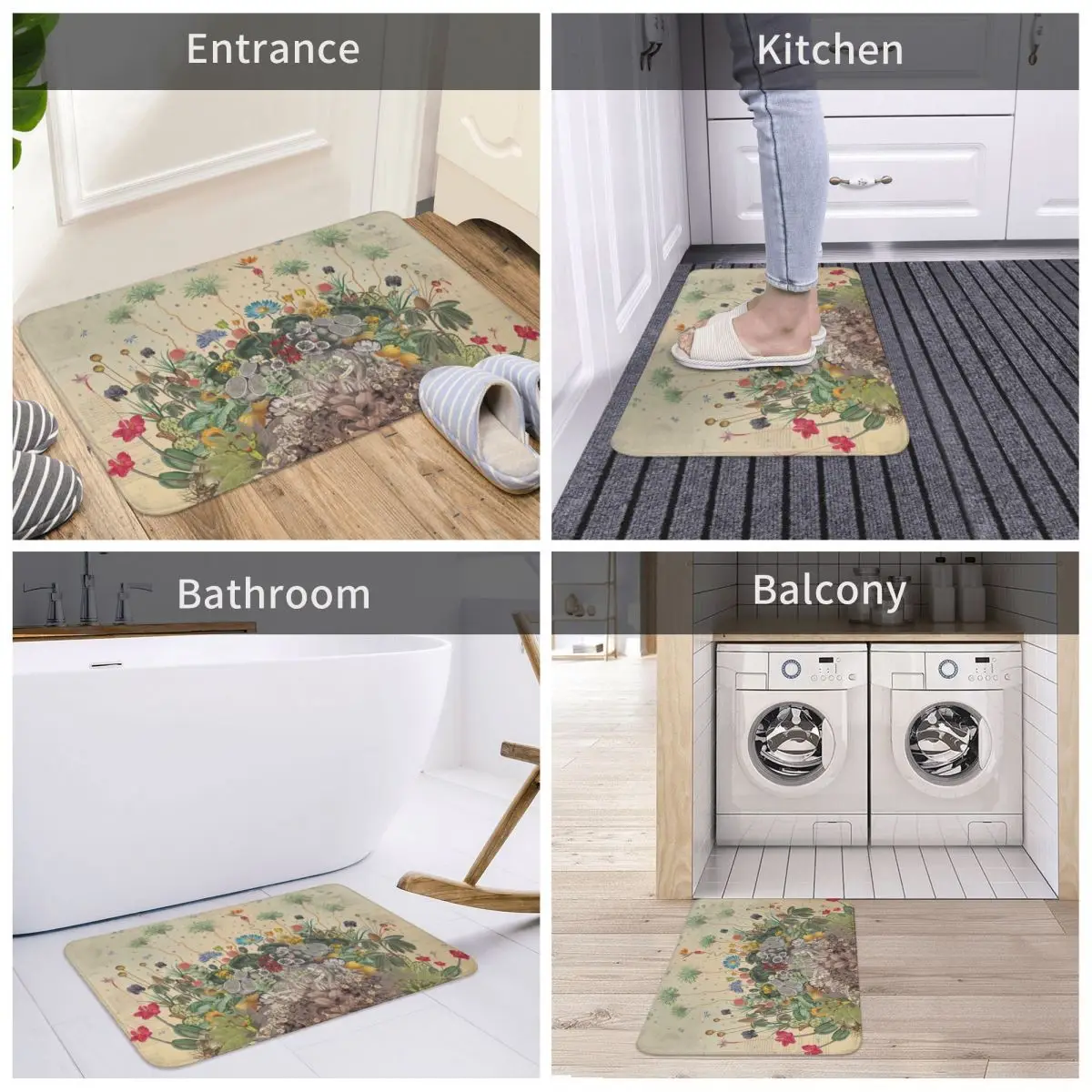 

Door Mat Fantastic Botanical Decor 3D Rug Carpet Bathmat Anti-slip Entrance Living Room Home Kitchen Sand Scraping Dust Bathroom