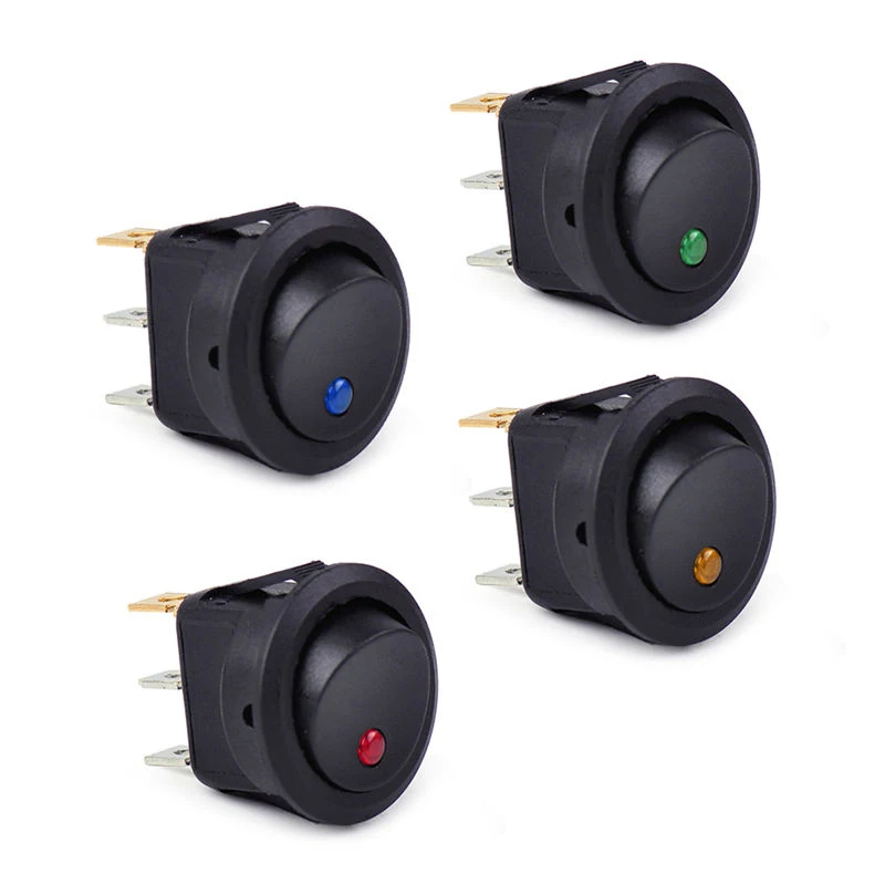 

Plastic Switches Black Rocker 3 Pins 4Pc DC12V LED Light Toggle chassis lights