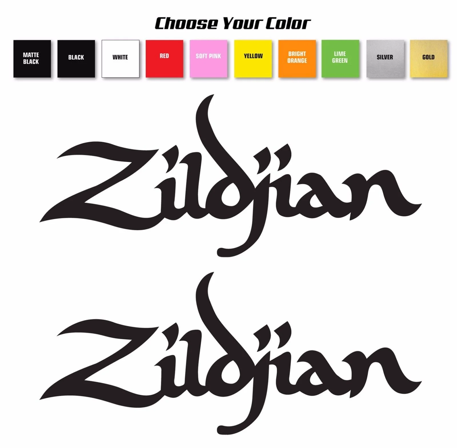 

For 1PAIR Zildjian Cymbals / Drummer Diecut Decal Pair Set 3.6"x8.5" Pick Your Color