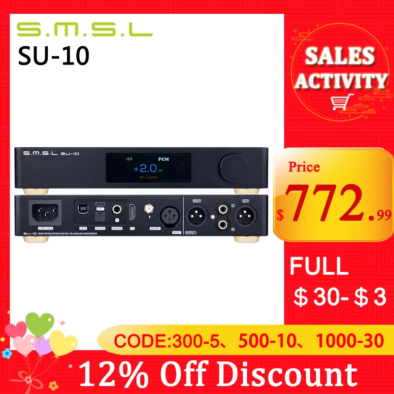 

SMSL SU-10 MQA Decoder Support MQA-CD Dual ES9038PRO Hi-Res Audio DAC 32Bit/768kHz DSD512 Support LDAC,Aptx/HD,SBC,AAC SU10 DAC