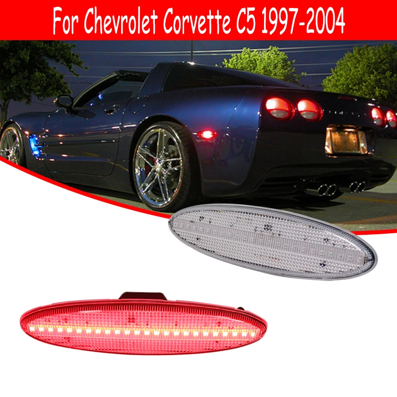 Фото Светодиодные боковые габаритные индикаторы заднего бампера для Chevrolet Corvette C5 1997-2004 гг., проблесковый фонарь на крыло, парковочный фонарь дальнего света №3
