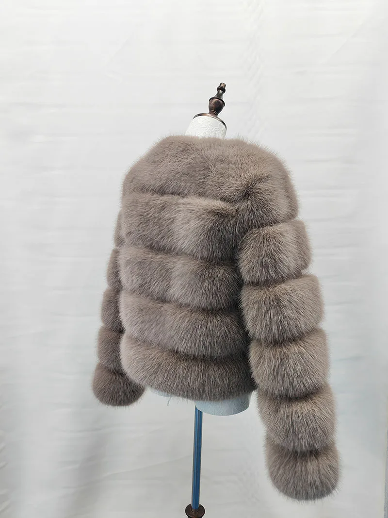 Женская укороченная куртка из искусственного меха с длинным рукавом в