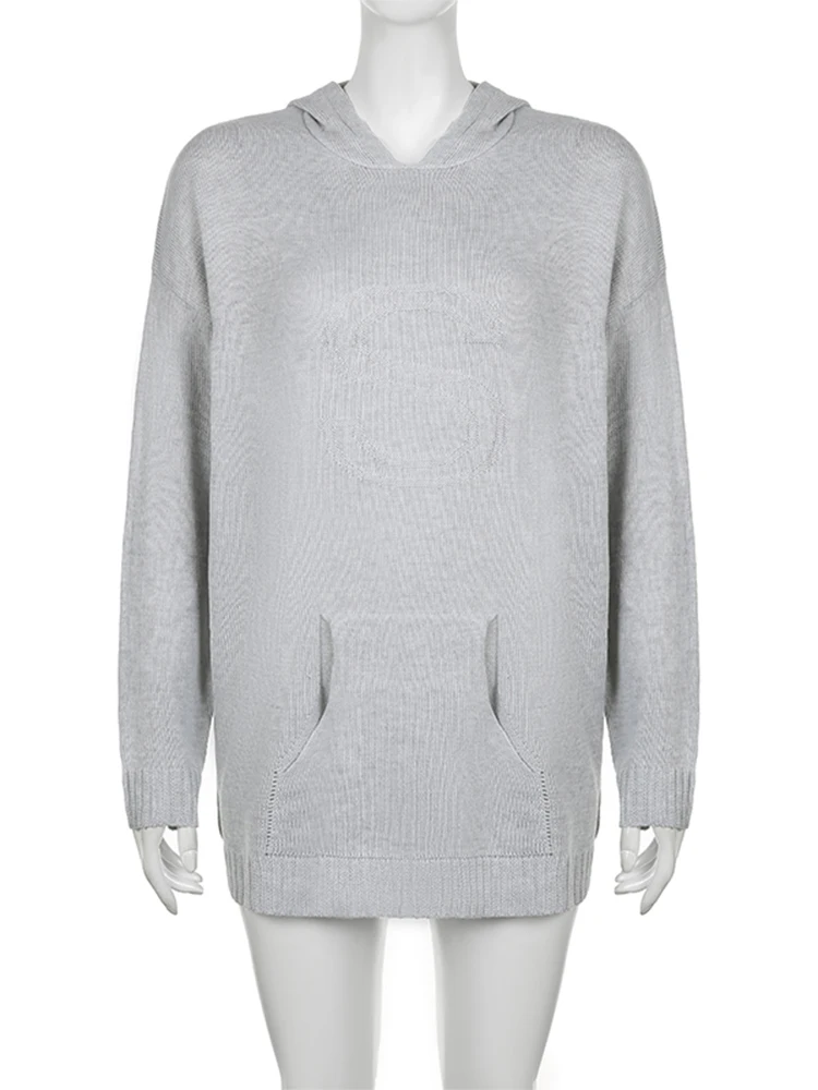 IAMSURE Женская толстовка с капюшоном длинными рукавами и буквенным узором