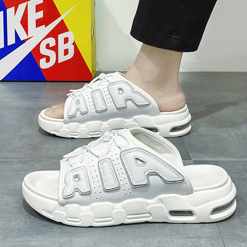 Мужские Нескользящие Боковые Шлепанцы Летняя Пляжная Повседневная Обувь