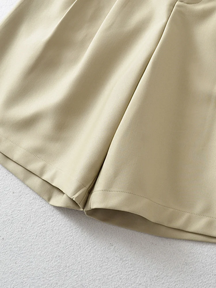 PAILETE Women 2023 fashion with darts front pockets bermuda shorts vintage high waist zipper fly female short pants mujer