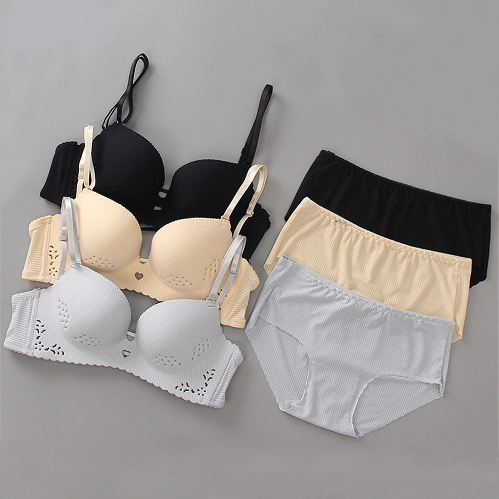 

2022 New Seamless Bra Set For Women Underwear Push Up Lingerie Set Wire Free Bra and Panty Set Comfort Intimates Female CA298