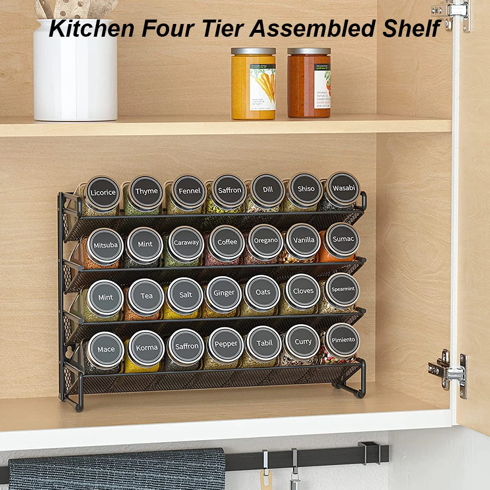 

4 Tier Spice Rack Organizer Multifunctional Jars Storage Organizer Metal for Countertop Cabinet Kitchen Pantry Spice Racks