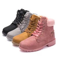 women boots winter girls ankle boots thick sole flanged fashion plus size female snow boots velvet warm shoes rivets shoes 36 43