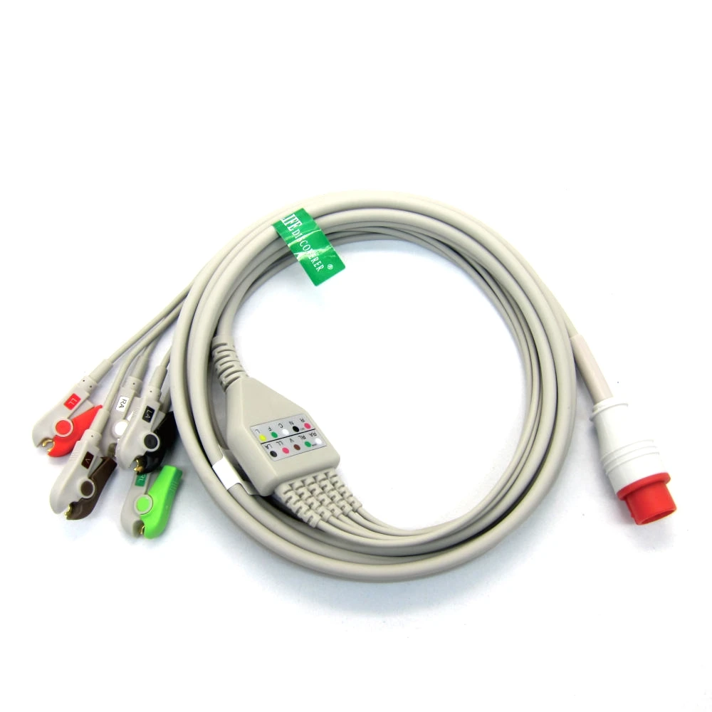 ЭКГ-кабель совместимый с Bionet BM3 AHA/IEC 3 свинцовый 5-проводной защелкивающийся зажим