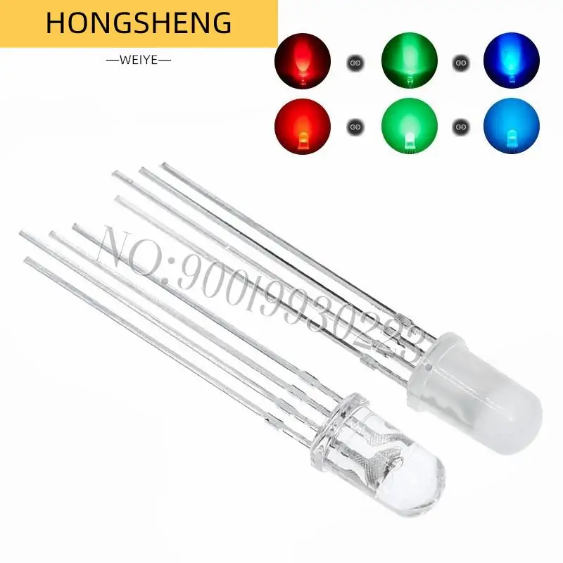 

10pcs 5mm RGB LED Common Cathode / Common Anode Tri-Color Emitting Diodes f5 RGB Diffused / Transparent Highlight for arduino