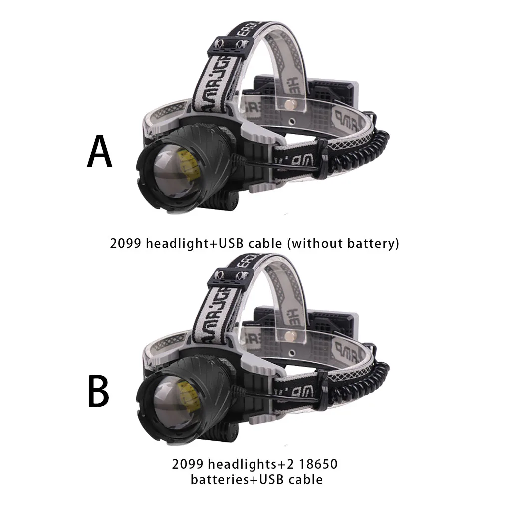 

Aluminium Alloy Headlight Rechargeable Replacement USB Charging Battery Powered Power Display Headlamp No Battery