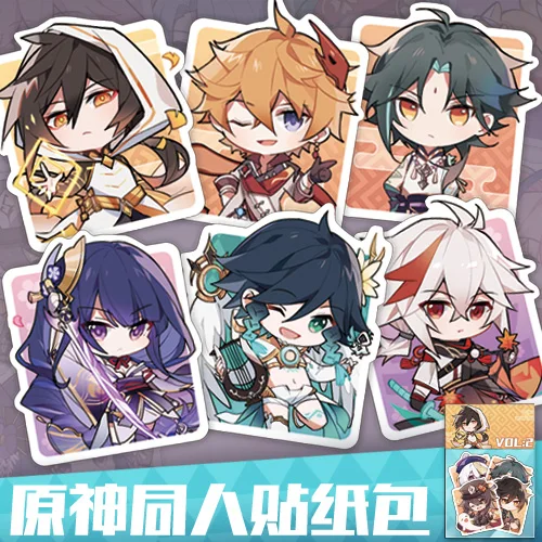 

Игра Genshin Impact тартаглия Hutao Yae Miko Zhongli симпатичная наклейка «сделай сам» для холодильника и багажа наклейка для телефона наклейка для скрапбу...