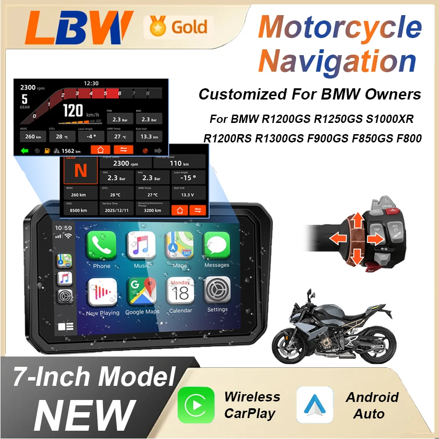 Motorcycle Dashcam GPS Navigation Carplay Android Auto