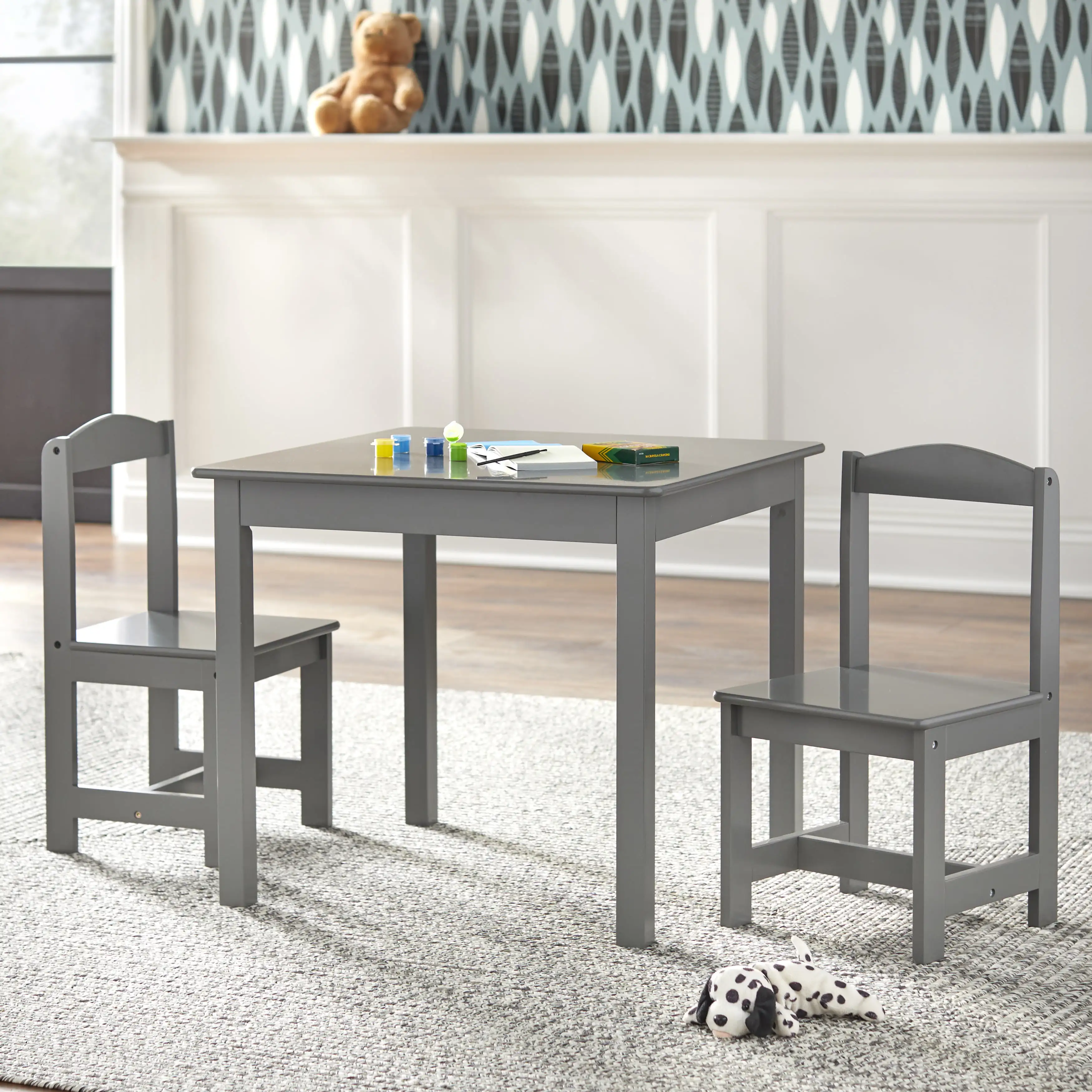 

Hayden 3 Piece Kids Table & Chair Set, Gray Finish