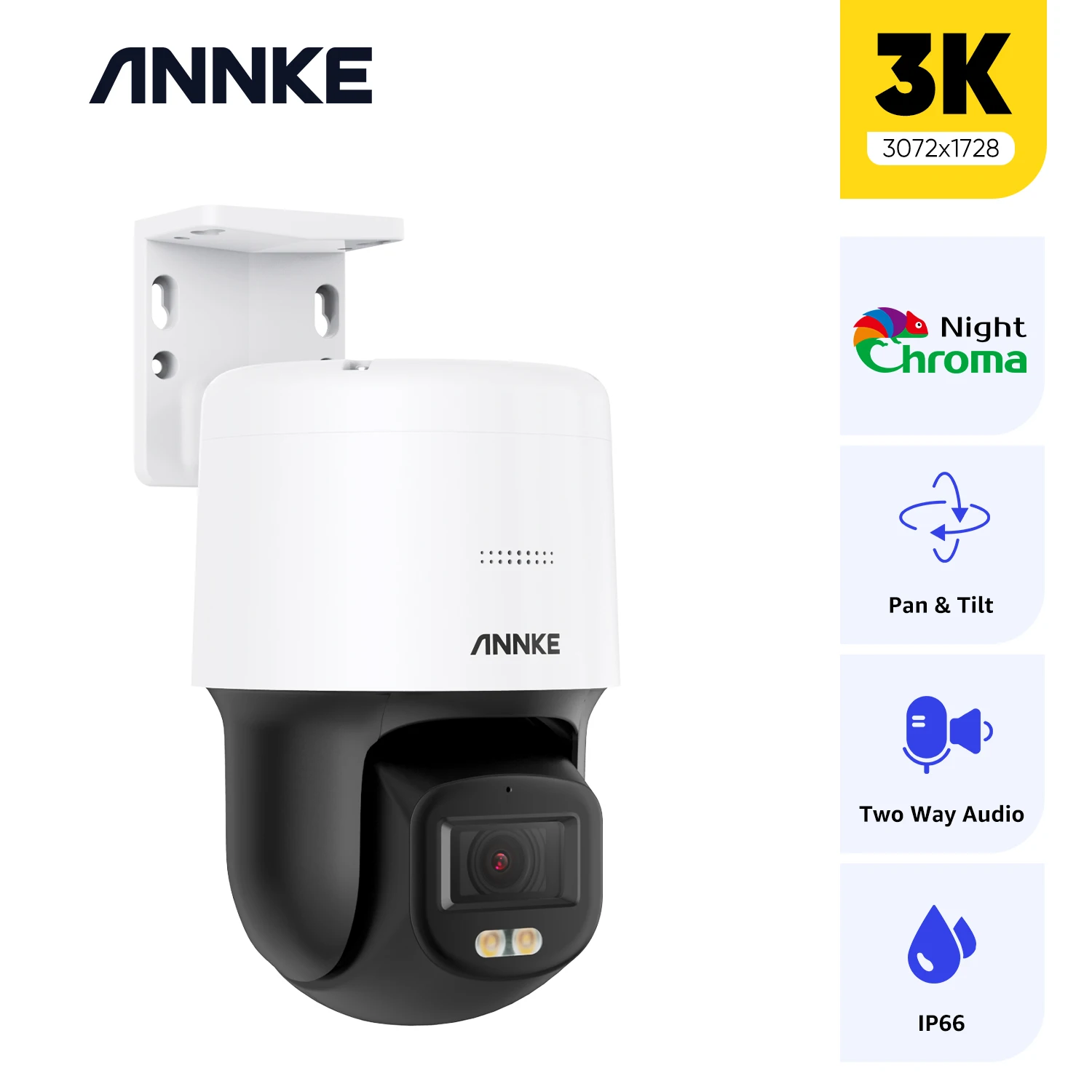 ANNKE 3K 5MP PoE PT Speed Security Camera Color Night Vision Motion Detection Built-in Microphone Security Protection Cameras