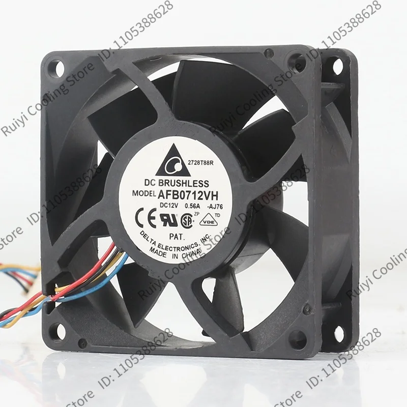 Фото Вентилятор охлаждения Delta DC12V 0.56A AC EC 7025 70X70X25MM 7CM 4-проводной с контролем температуры, высокий объем воздуха, для корпуса AFB0712VH-AJ76 №1