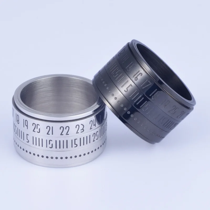 

Creative Titanium Steel Time Rotatable Figure Rings Fashion Trendy Geometric Stainless Steel Ring For Men Women Jewelry