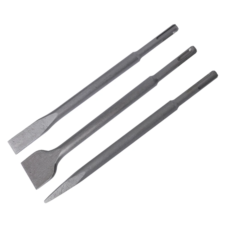 

3x/Set SDS Plus Chisel Set Electric Hammer Tile Width Round Handle Pointed Chisel for Tile Masonry Concrete Brick Work L21A