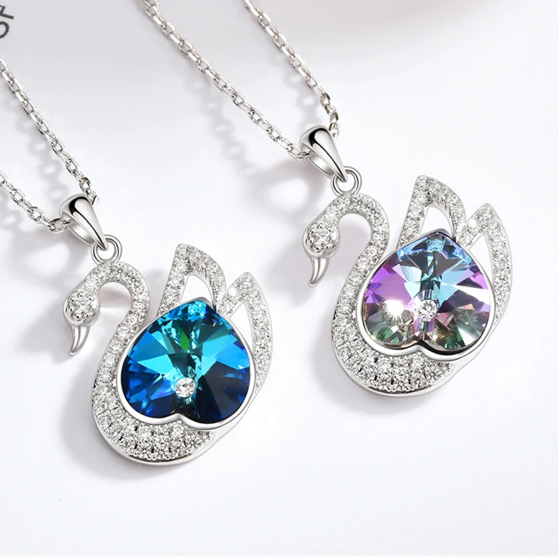 

Wholesale Fashion Necklace for Women Clavicle Chain Austrian Crystal Necklace Female Swan Pendant Jewelry Necklaces