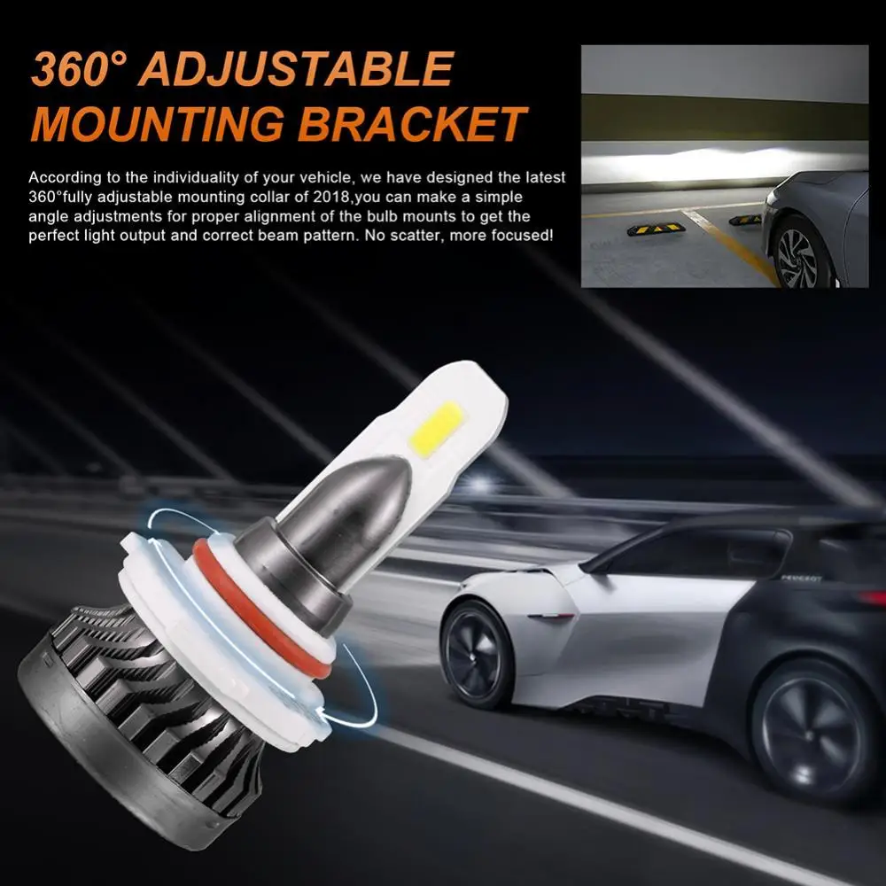 

4Pcs Mini Front COB LED Light Lamp Brigh Car Headlight For 9006 9005 White Y8 Car HeadLamp Car Accessories