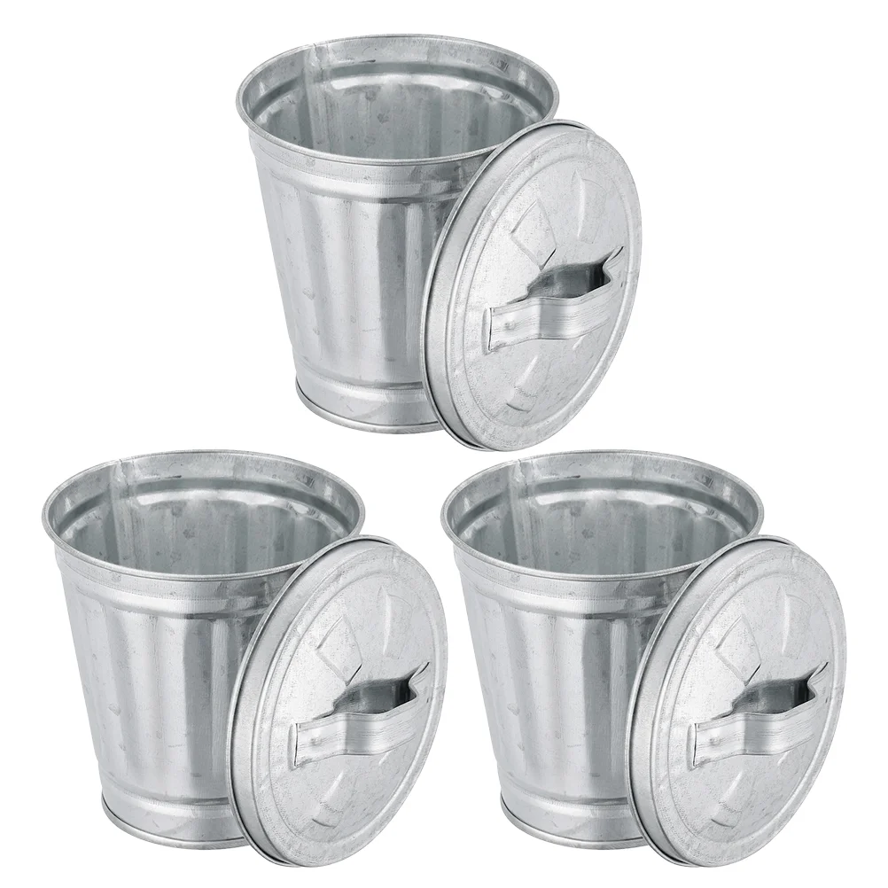 

Trash Can Mini Small Iron Planter Garbage Countertop Bin Pot Cans Flower Kitchen Ashtraypaper Saver Miniature Basket