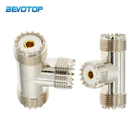 1pcs uhf connectors so239 female to female t type coaxial adapter for cb ham radio antenna swr meter cable extention 3 female