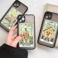 aesthetic art pizza coffee matte hard phone case for iphone 12 pro max x 7 8 plus xs xr 11 13 pro max sun moon tarot card cover