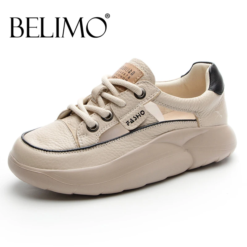 

Women Casual Sport Shoes Light Vulcanized Walking Shoes Summer Outdoor Breathable Genuine Leather Running Shoes Fashion Sneakers