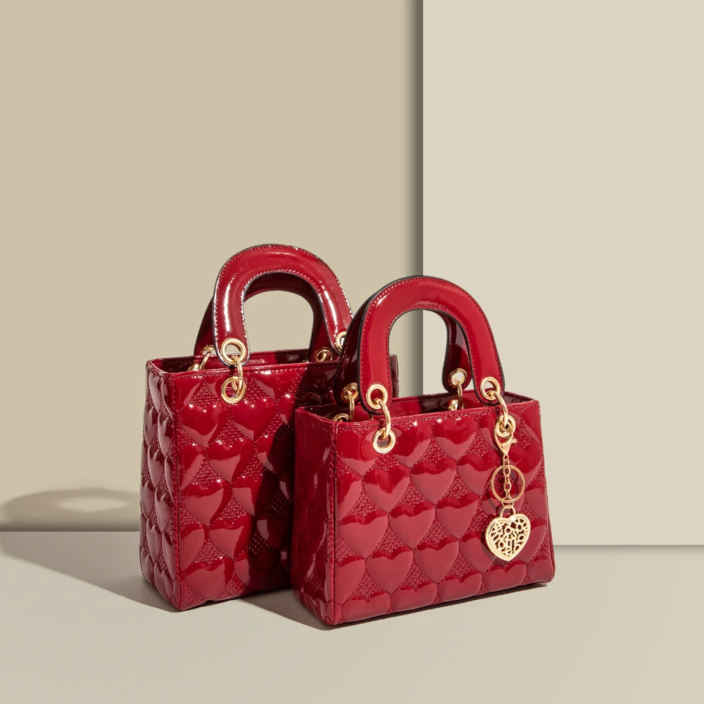 

Patent Pu Leather Tote Handbag For Women Fashion Solid Commute Crossbody Bag 2022 New Wedding Bridal Top-Handle Bags
