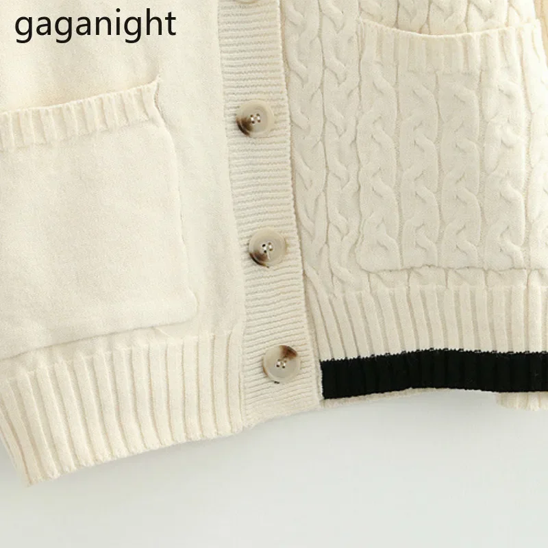 Gaganight Женский вязаный кардиган с косами на весну осень длинным рукавом модная